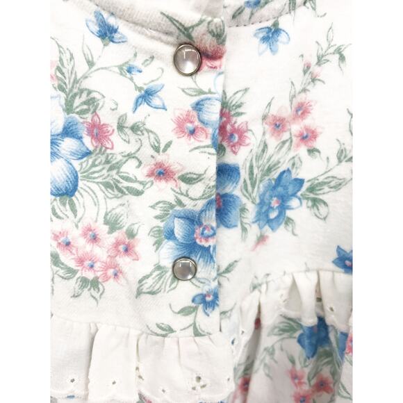 Carriage Court Flannel Modest Nightgown Roses Henley Pintuck Ruffle Size M - Picture 3 of 7